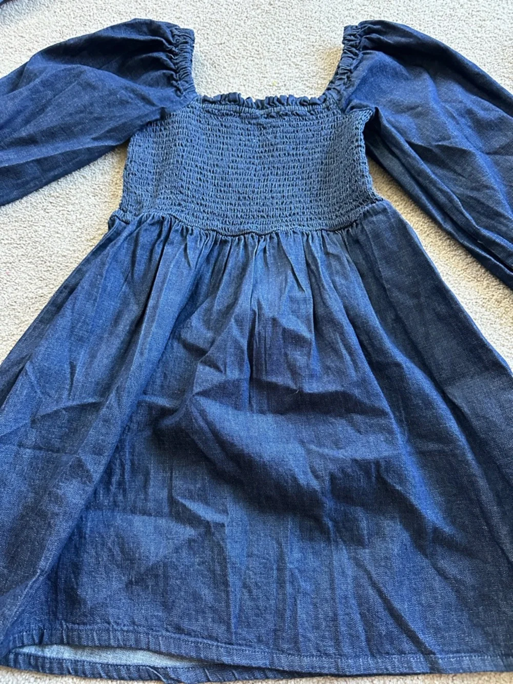 J. Crew Navy Smocked Babydoll Dress